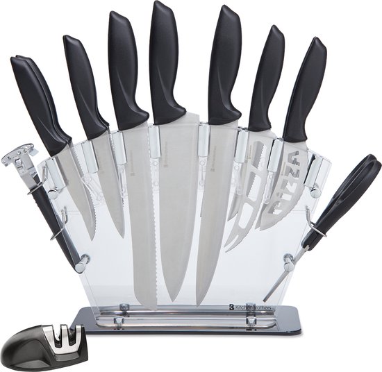 KitchenBrothers Ensemble de couteaux avec bloc - 17 pièces - Couteaux de  cuisine de... | bol.com