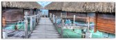 WallClassics - Dibond - Strandhuisjes Bora Bora - 60x20 cm Foto op Aluminium (Met Ophangsysteem)