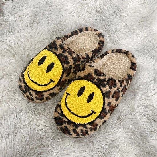 Smiley Pantoffels - Smiley Sloffen - Pantoffels - Sloffen - Leopard Bruin