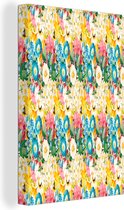 Canvas Schilderij Bloemen - Anemoon - Collage - Kleuren - 80x120 cm - Wanddecoratie