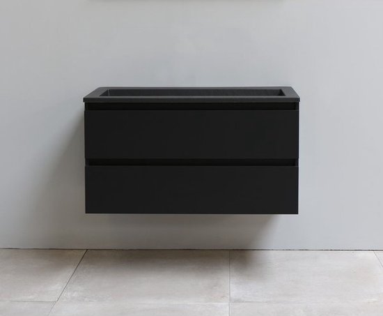 Pot De Salle De Bain En Résine Noire Mate - Série Brenda, Dimensions 10 X 10 X 9,5 Cm
