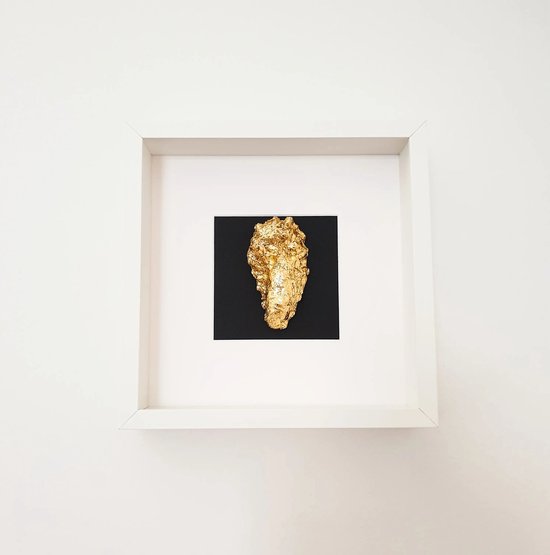 Gouden oester in witte lijst - 27x27cm