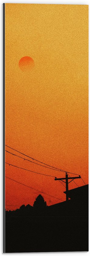 WallClassics - Dibond - Foto van Electriciteitspaal bij Zonsondergang - 20x60 cm Foto op Aluminium (Wanddecoratie van metaal)