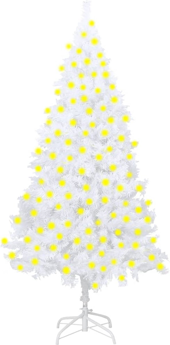 Prolenta Premium - Kunstkerstboom met LED's en dikke takken 210 cm wit