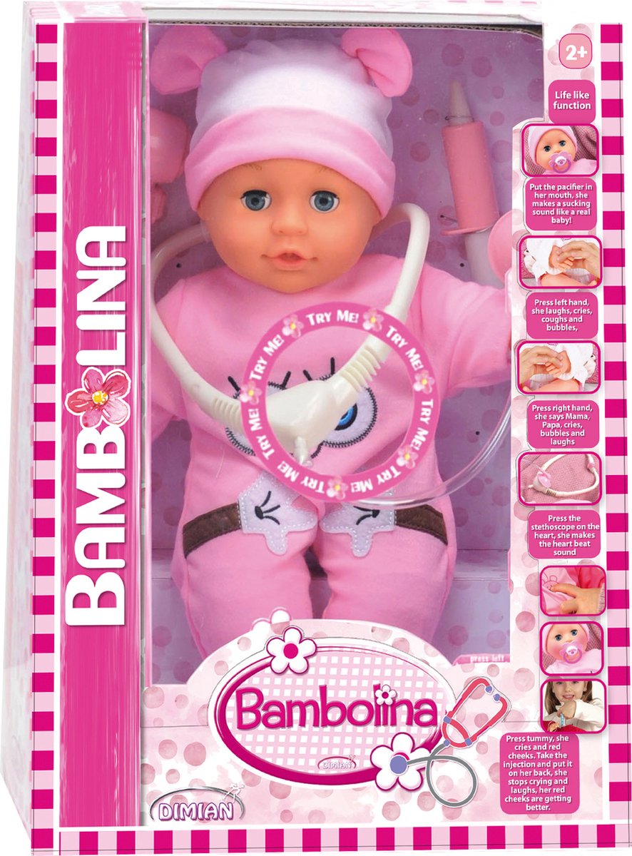 Pop dokterset met accessoires - Molly Bambolina -36 cm.