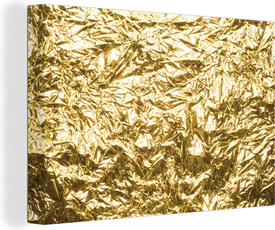 Canvas Schilderij Gouden folie met een gerimpelde cm - Wanddecoratie bol.com
