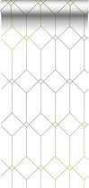 ESTAhome behangpapier art deco motief wit en goud - 139223 - 0,53 x 10,05 m