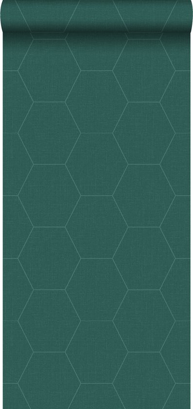 ESTAhome behang hexagon petrolgroen - 148752 - 0,53 x 10,05 m