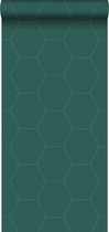 ESTAhome behang hexagon petrolgroen - 148752 - 0,53 x 10,05 m