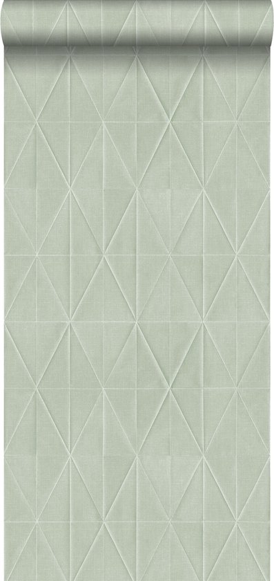 ESTAhome eco texture vlies behang origami motief celadon groen - 148713 - 0,53 x 10,05 m