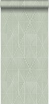 ESTAhome eco texture vlies behang origami motief celadon groen - 148713 - 0,53 x 10,05 m