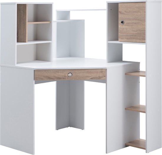 Jakobstad Hoekbureau 200x50x76 cm bewerkt hout hoogglans wit Jakobstad Hoekbureau 200x50x76 cm bewerkt hout hoogglans wit