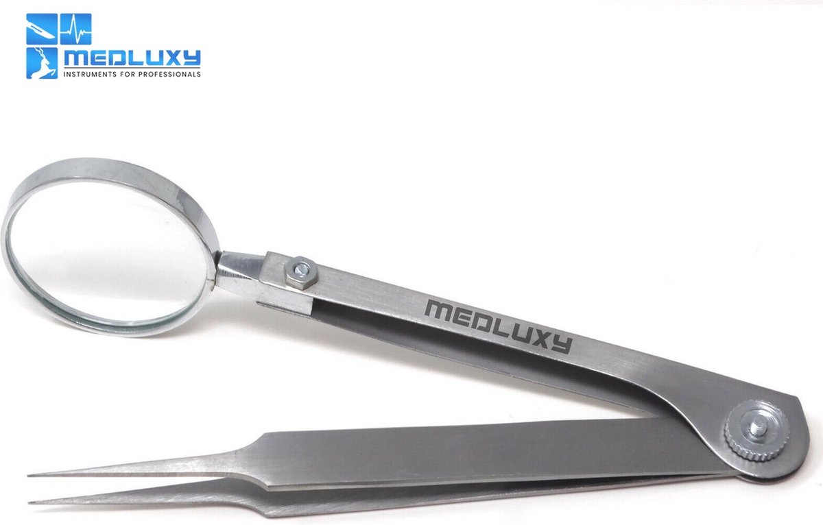 Goedkoopste MEDLUXY - Splinterpincet met Vergrootglas (loep verstelbaar) - Recht - 13 cm [Pincet, Forcep]