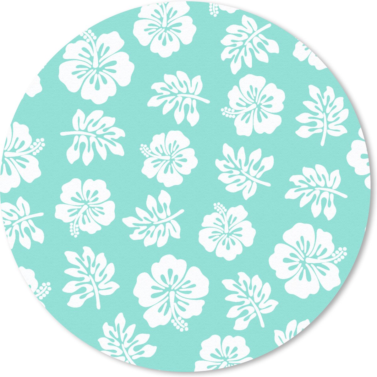 Muismat rond 40x40 cm - Mousepad Hawaii - Hibiscus - Bloem - Patronen - Ronde muismatten