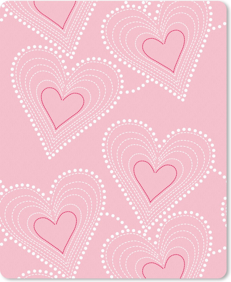 Muismat Groot - Hartjes - Patronen - Roze - 30x40 cm - Mousepad - Muismat