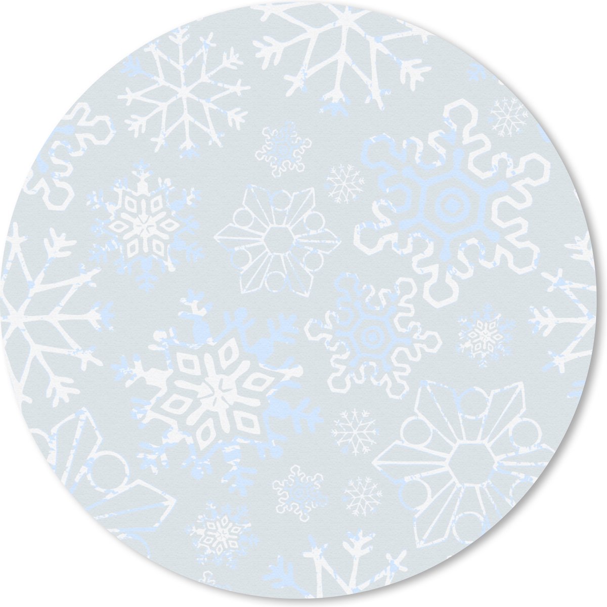 Muismat rond 20x20 cm - Mousepad Winter - Sneeuwvlok - Design - Ronde muismatten - Kerst - Cadeau - Kerstcadeau voor mannen en voor vrouwen