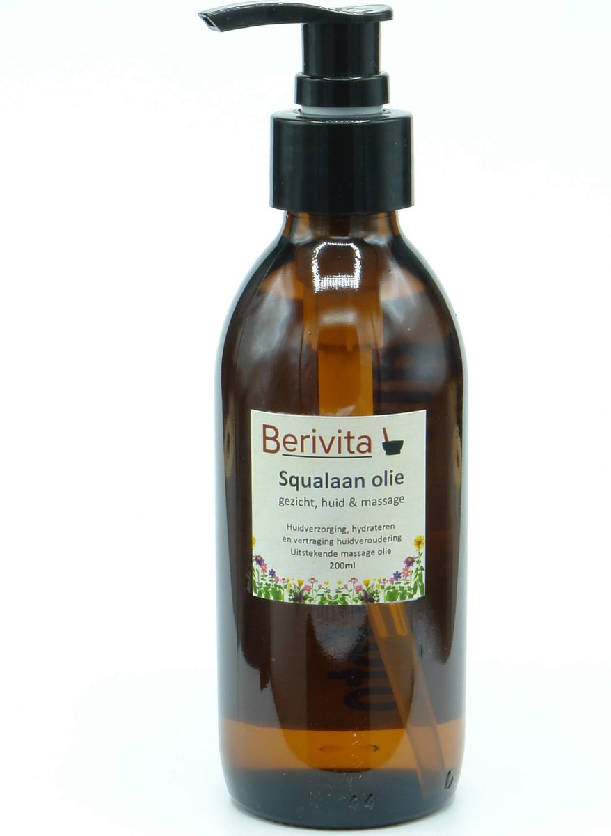 Goedkoopste Squalaan Olie 200ml Pompfles - Huidolie uit Olijven - 100 Plantaardig - Squalane Oil