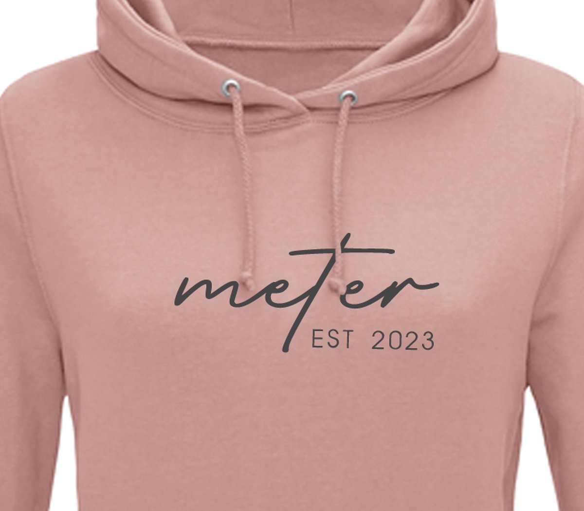 Hoodie dames met capuchon - Sweater dames capuchon - Meter - Meter cadeau - Liefste meter - Meter est 2023 - Zalmroze L