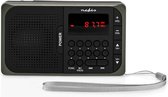 Nedis FM-Radio - Draagbaar Model - FM - Batterij Gevoed / Netvoeding - Digitaal - 3.6 W - Scherm grootte: 2.0 " - Zwart-Wit Scherm - Koptelefoonoutput - IP20 - Grijs / Zwart