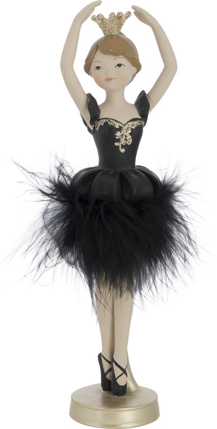 Cosy & Trendy - beeldje - ballerina - zwarte kleur - polyresin - beeldjes decoratie - 7cm x 7cm x  H22cm