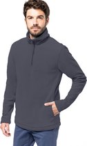 Kariban Fleece trui - donkergrijs - halve ritskraag - warme winter sweater - heren - polyester M