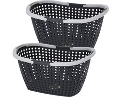 Excellent Houseware Kunststof wasmanden - 3x stuks - 15L- 44 x 32 x 22 cm
