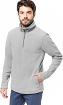 Kariban Fleece trui - lichtgrijs - halve ritskraag - warme winter sweater - heren - polyester XL