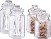 Zeller - Keuken food voorraadpotten glas - Inhoud 900/1200 ml - Set 4x
