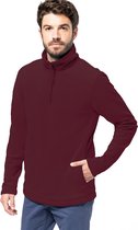 Kariban Fleece trui - bordeaux rood - halve ritskraag - warme winter sweater - heren - polyester XXL