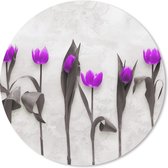 Muismat - Mousepad - Rond - Bloemen - Tulpen - Paars - 50x50 cm - Ronde muismat