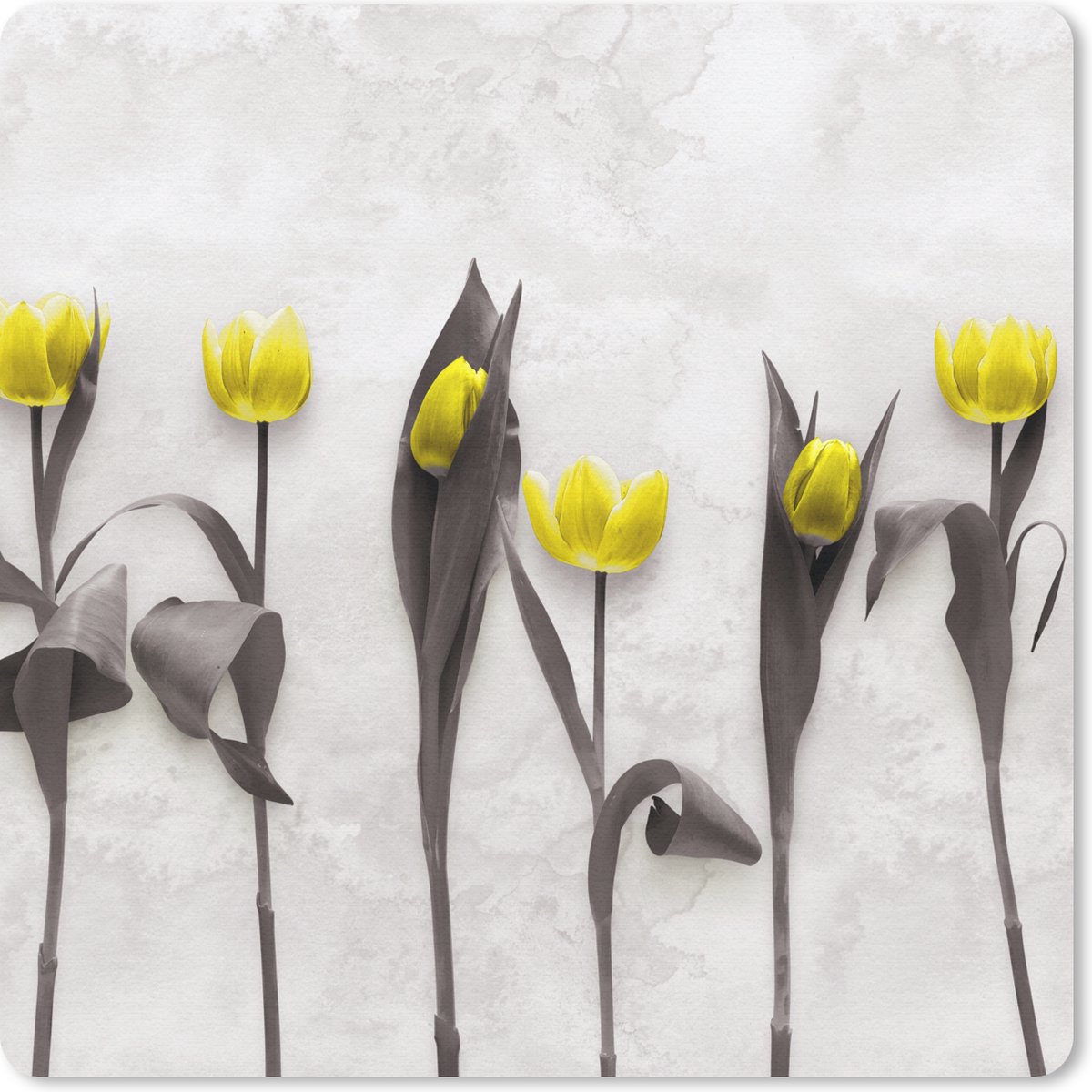 Muismat 20x20 cm - Mousepad Bloemen - Tulpen - Marmer print - Muismatten