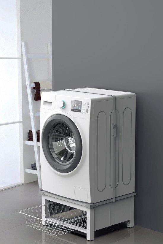 Meliconi Base Space Extra | Verhoger voor Wasmachine of Droger met Uittrekbare Lade van 28 L in Technopolymeer, Max 250 Kg, Wit