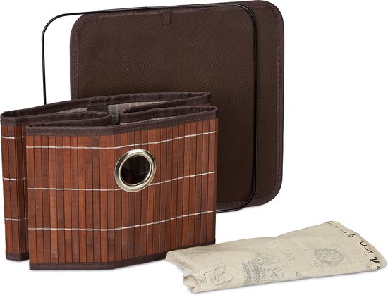 Relaxdays 2x panier de rangement bambou - panier d'armoire décoratif petit - marron - madje pour salle de bain