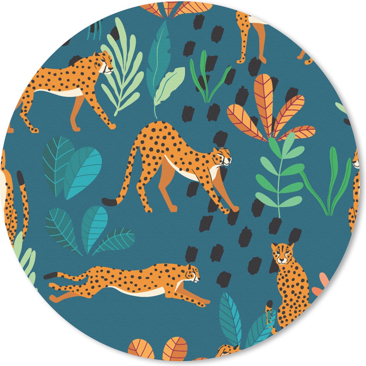 Muismat rond 40x40 cm - Mousepad Patronen - Tiger - Planten - Ronde muismatten