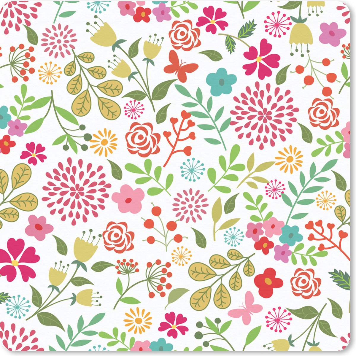 Muismat 20x20 cm - Mousepad Bloemen - Kleuren - Patronen - Muismatten