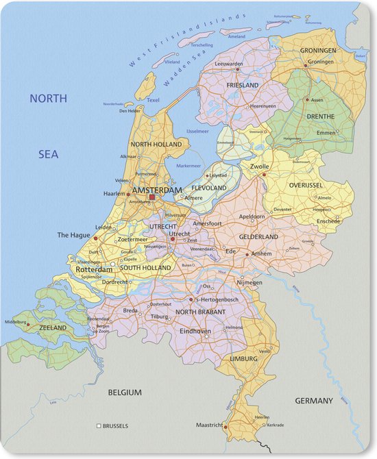 Muismat 19x23 cm - Mousepad Engelse Kaart - Nederland - Kleuren - Muismatten
