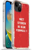Geschikt voorApple Iphone 14 Plus - Soft case hoesje - Niet storen ik kijk Formule 1 - Spreuken - Quotes - Racen - Siliconen Telefoonhoesje