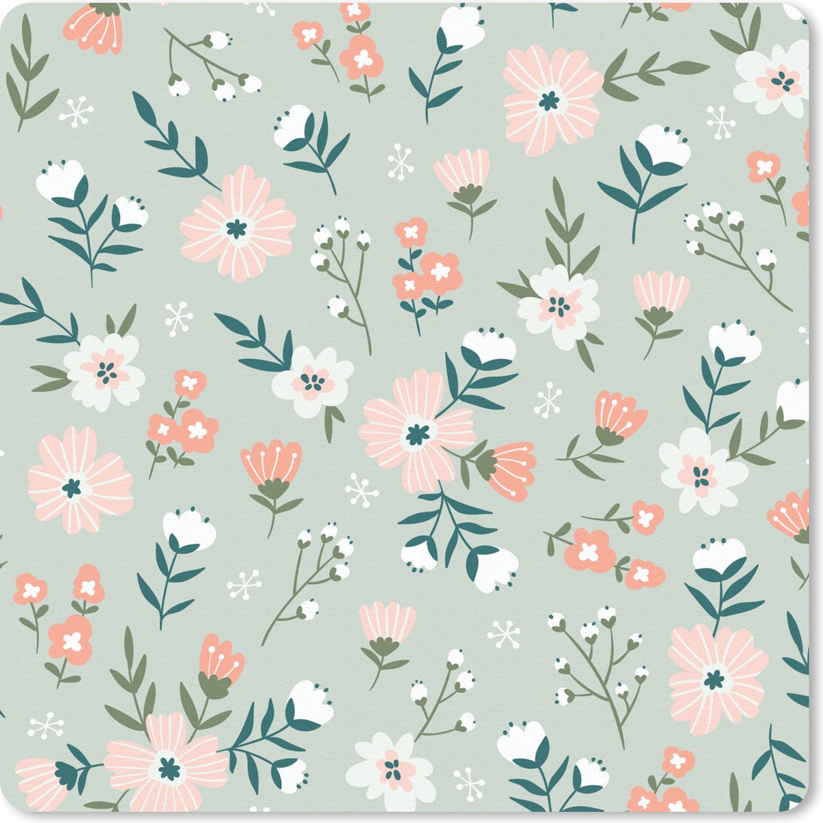 Muismat 20x20 cm - Mousepad Bloemen - Kleuren - Pastel - Muismatten