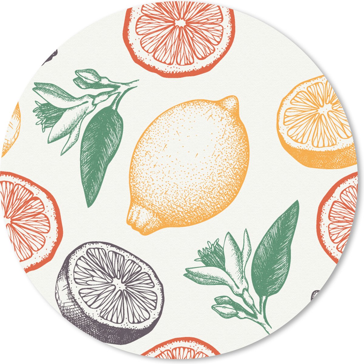 Muismat rond 30x30 cm - Mousepad Fruit - Vintage - Keuken - Patronen - Ronde muismatten