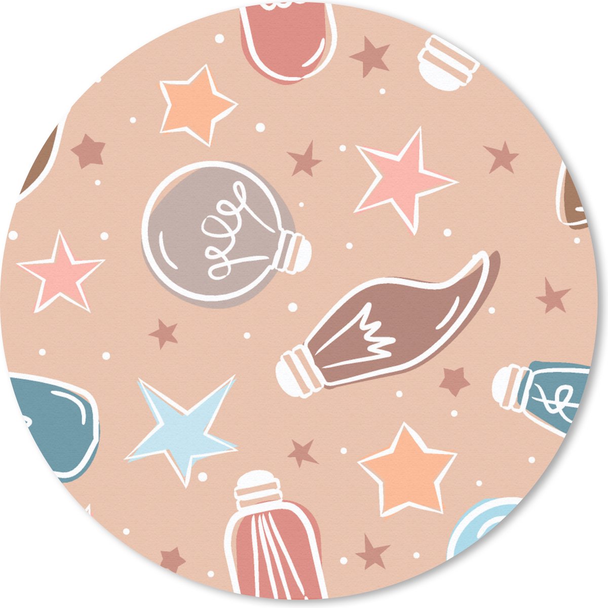 Muismat rond 20x20 cm - Mousepad Cartoon - Pastel - Patronen - Lamp - Ronde muismatten