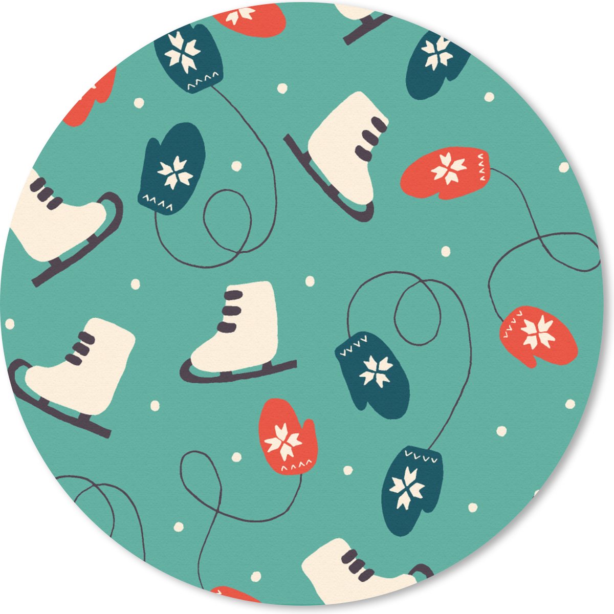 Muismat rond 40x40 cm - Mousepad Schaatsen - Winter - Patronen - Ronde muismatten