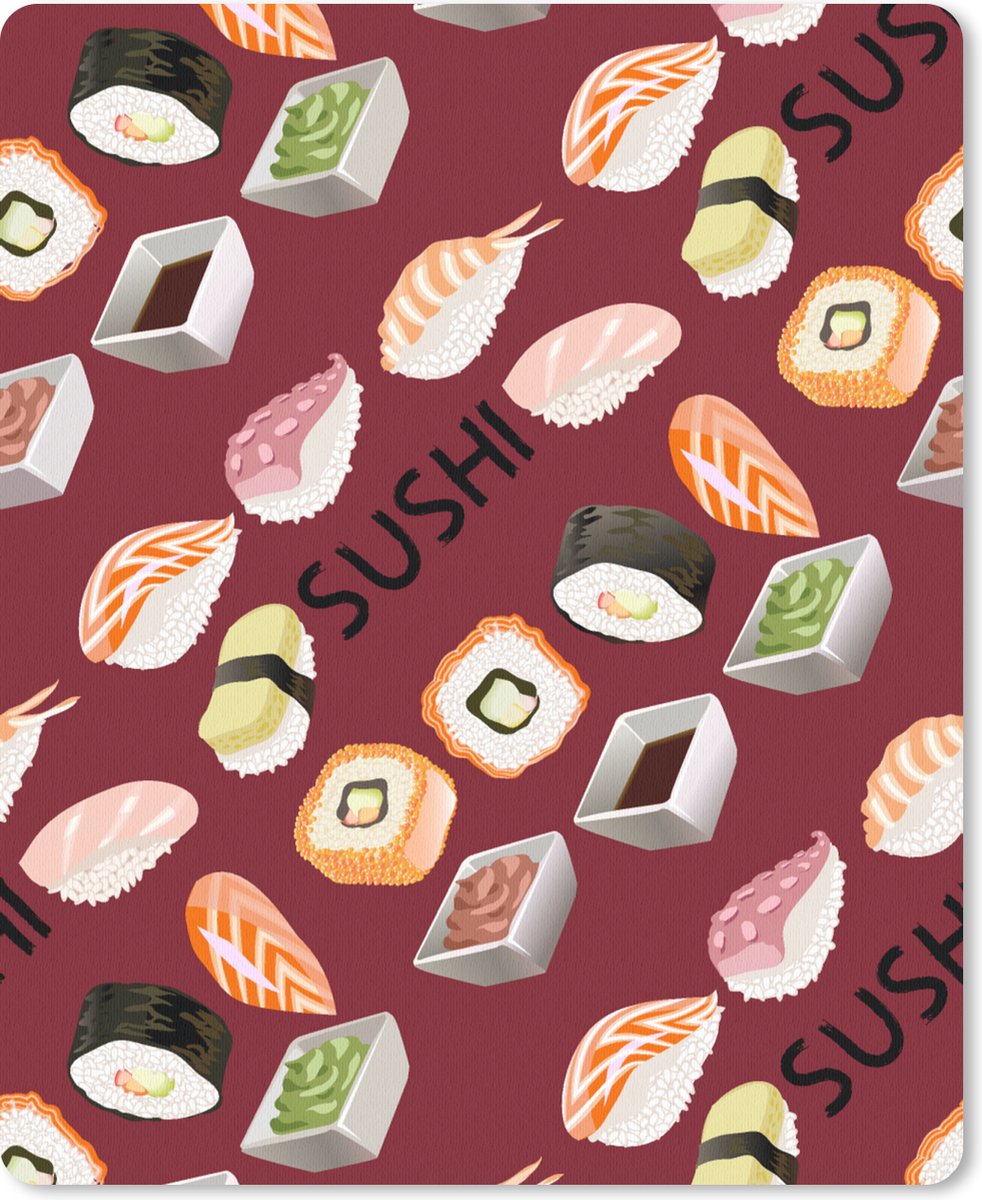 Muismat 19x23 cm - Mousepad Patroon - Sushi - Japan - Quotes - Muismatten