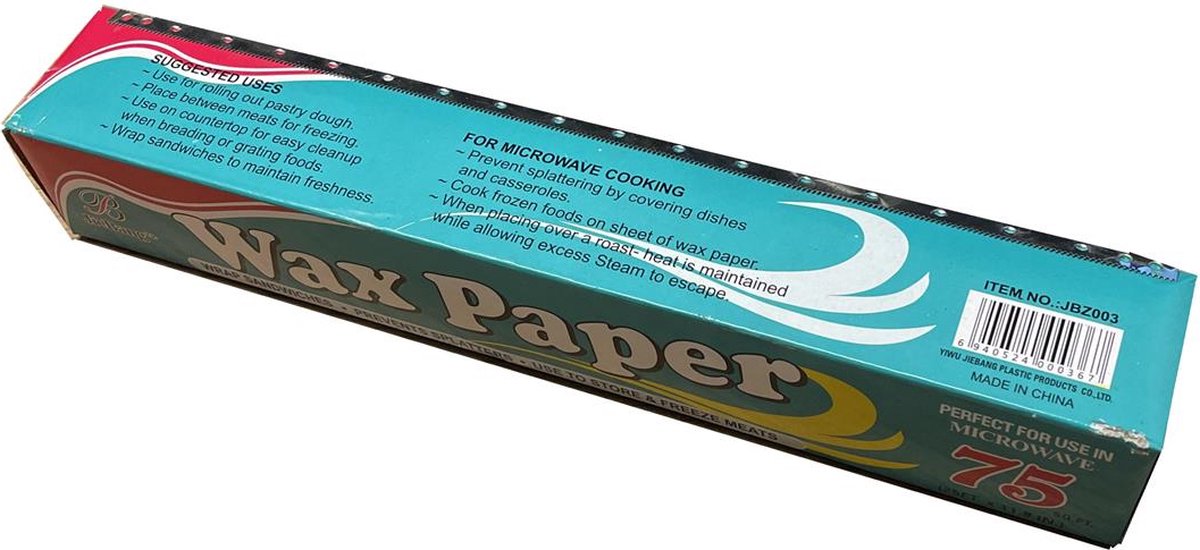 Bakpapier, oliepapier, 7,62m x 30cm, wit, verpakking met zaagje