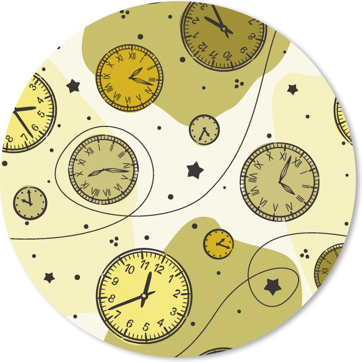Muismat rond 40x40 cm - Mousepad Retro - Klok - Patronen - Stippen - Ronde muismatten