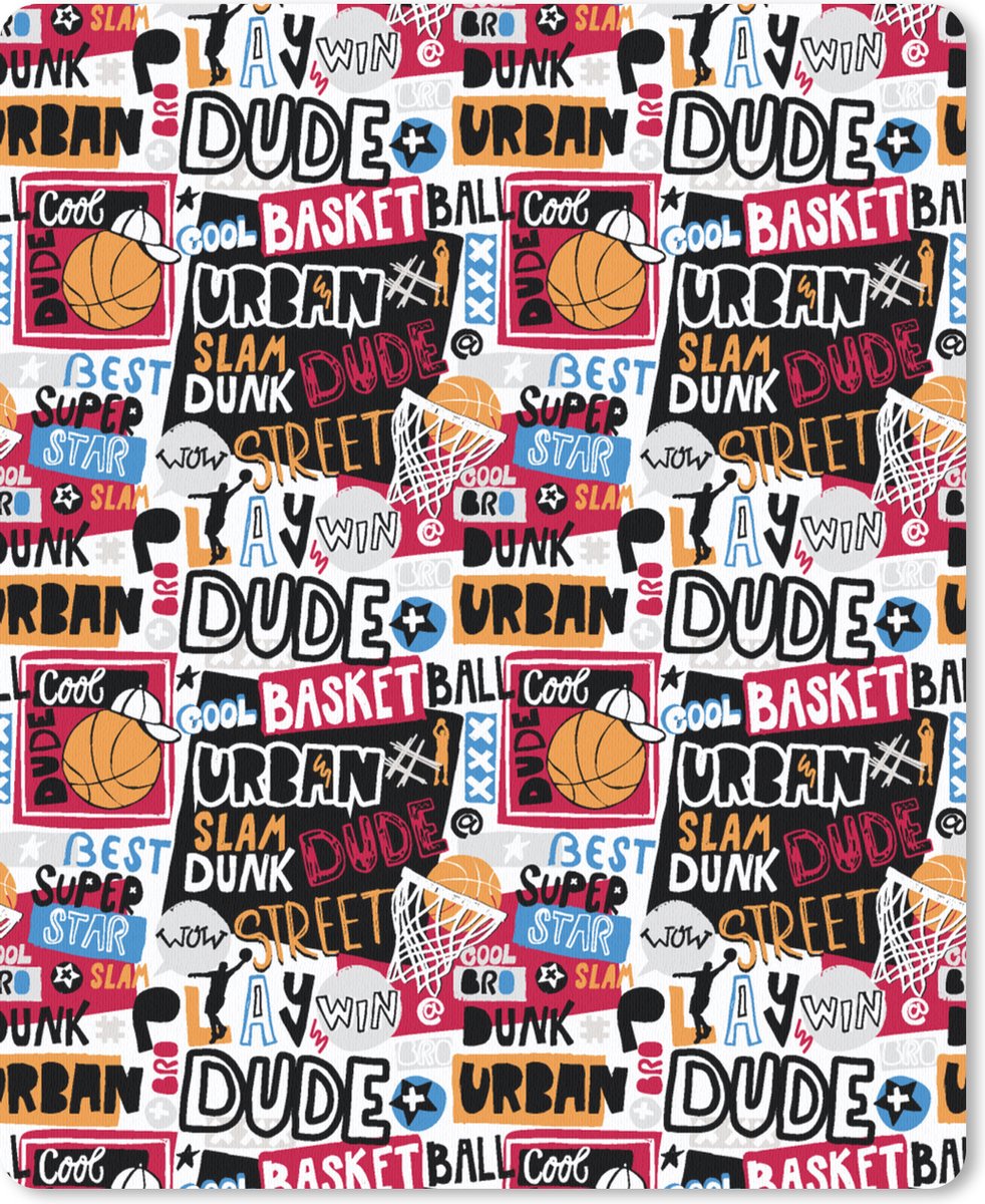 Muismat 19x23 cm - Mousepad Basketbal - Quotes - Patroon - Alfabet - Muismatten