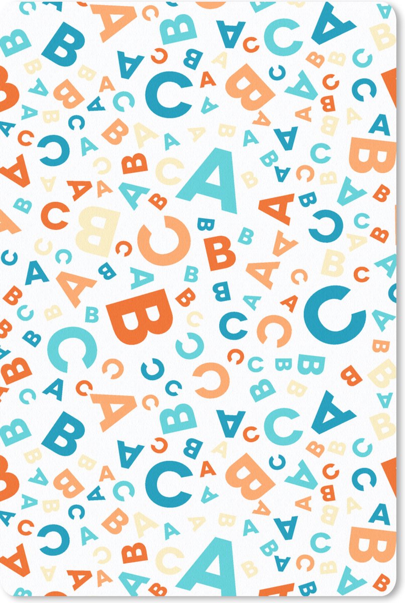 Muismat 18x27 cm - Mousepad Letters - Abc - Oranje - Blauw - Patronen - Muismatten