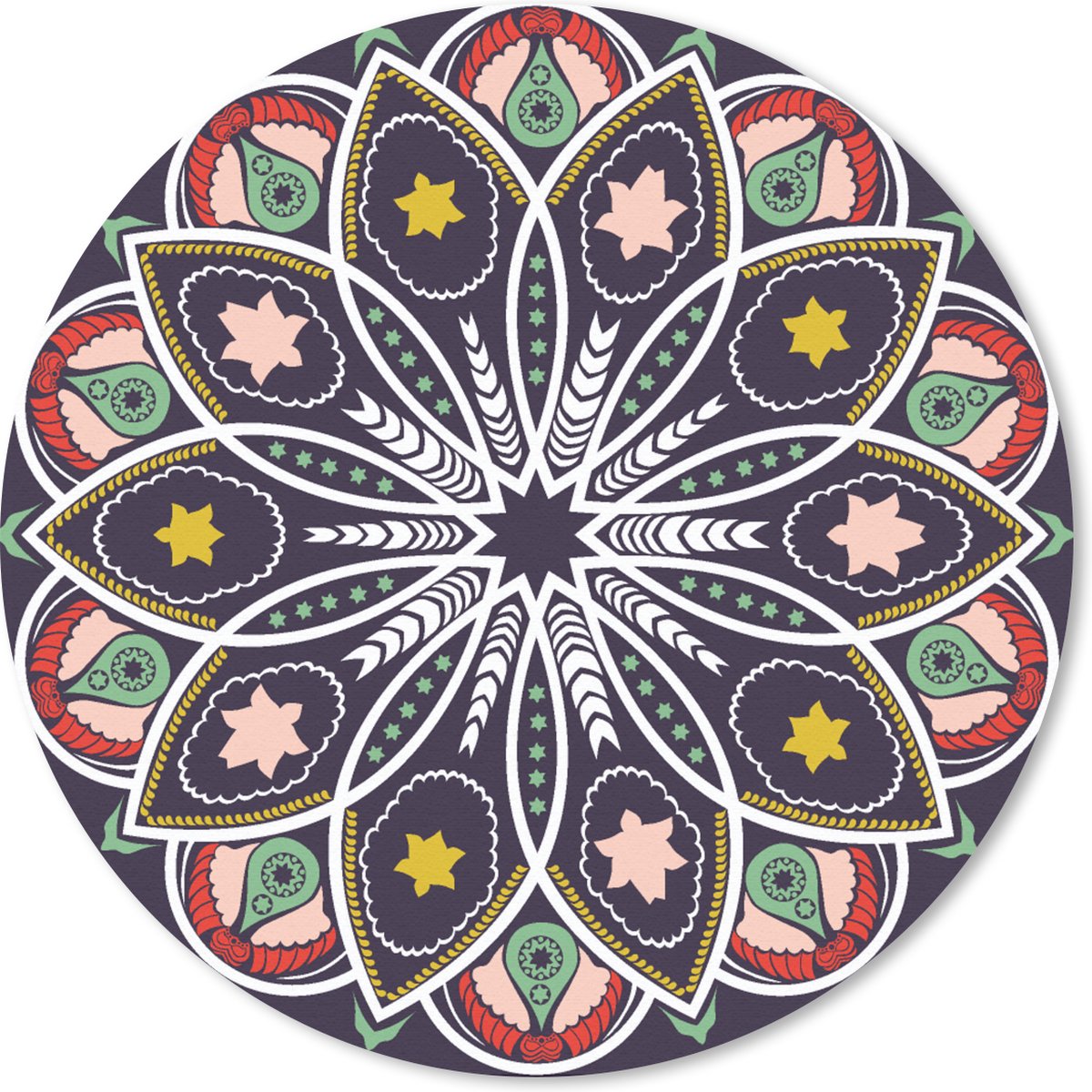 Muismat rond 20x20 cm - Mousepad Mandala - Ster - Design - Ronde muismatten