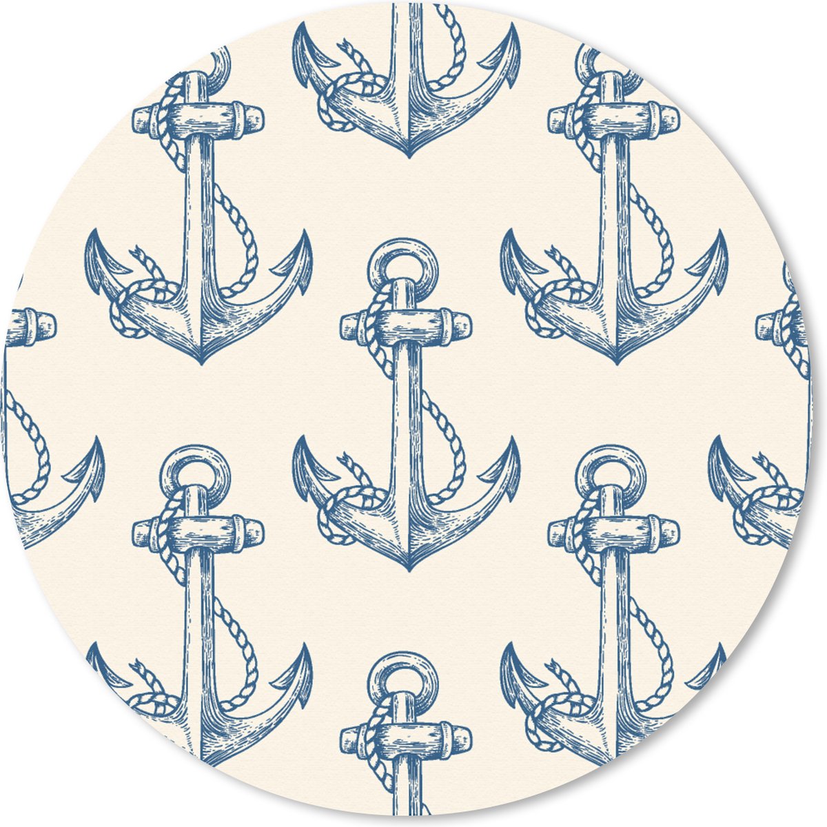 Muismat rond 30x30 cm - Mousepad Vintage - Anker - Strand - Zee - Patronen - Ronde muismatten
