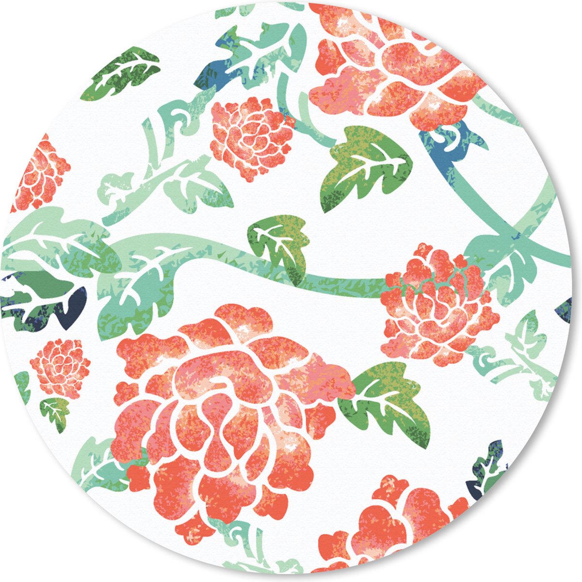 Muismat rond 20x20 cm - Mousepad Bloemen - Bladeren - Patronen - Waterverf - Ronde muismatten