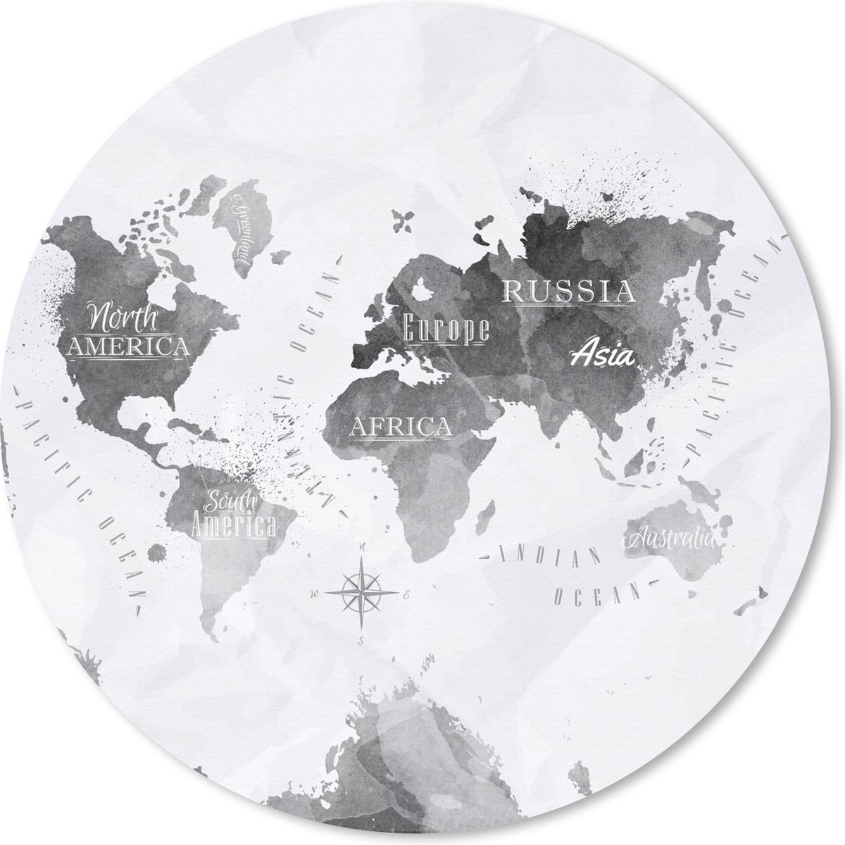 Muismat rond 30x30 cm - Mousepad Wereldkaarten - Olieverf - Abstract - Ronde muismatten